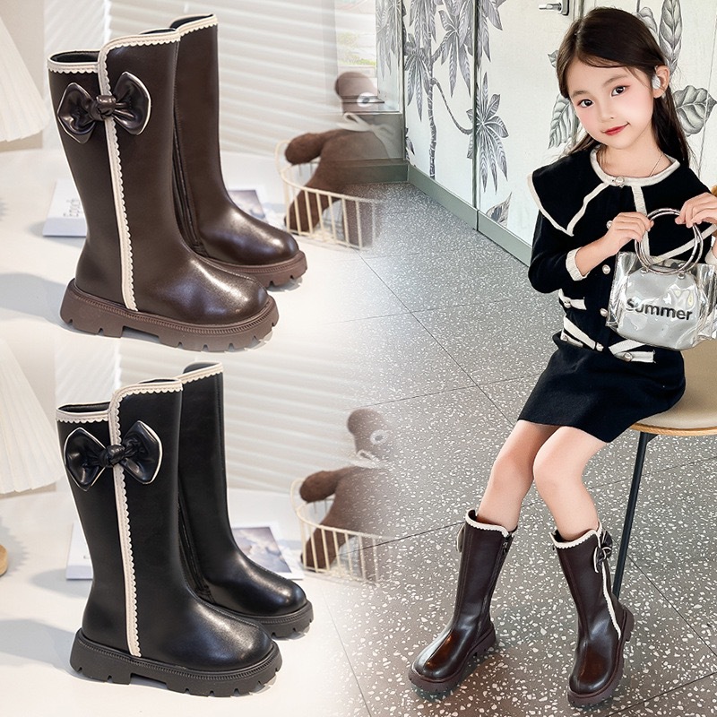 Girls' Boots Fleece-Lined 2025 Winter New Kidsren's Boots Princess Style Boots Little Girl's Boots Autumn and Winter