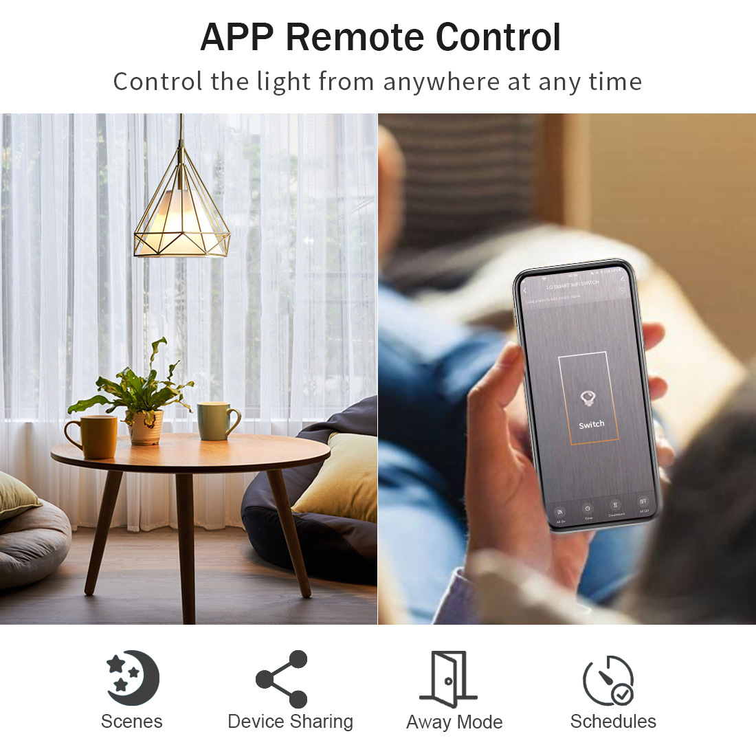Tuya Akıllı Anahtar ABD/Avustralya Standardı Alexa Sesli Kontrol Tek Nötr Evrensel WiFi Akıllı Anahtar Paneli