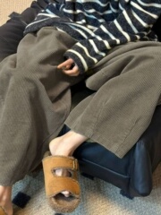 复古绿色阔腿山本灯芯绒裤女休闲慵懒秋冬大码加绒显瘦美拉德裤子