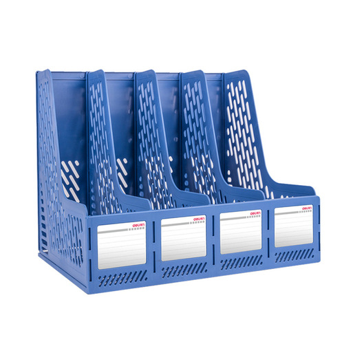 Deli thickened folder storage box file rack vertical desktop file frame basket A4 desktop data rack plastic