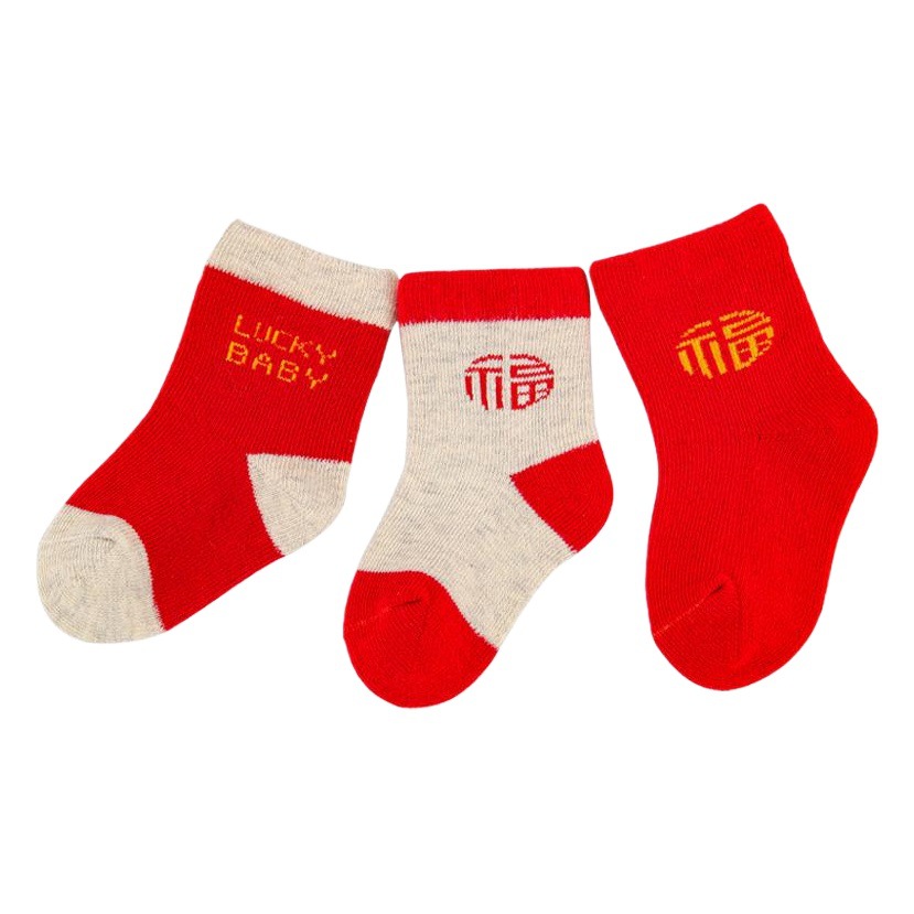 Otoño e Invierno Rojo Año Nuevo Calcetines niños y niñas calcetines de bebé recién nacido calcetines de algodón peinado calcetines de bebé