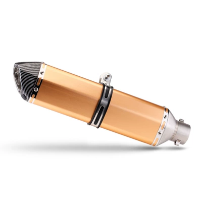 Motorcycle exhaust pipe – Exhaust Pipe Tail Section Modification - 470-slant-tail-hex-gold-imitation-head