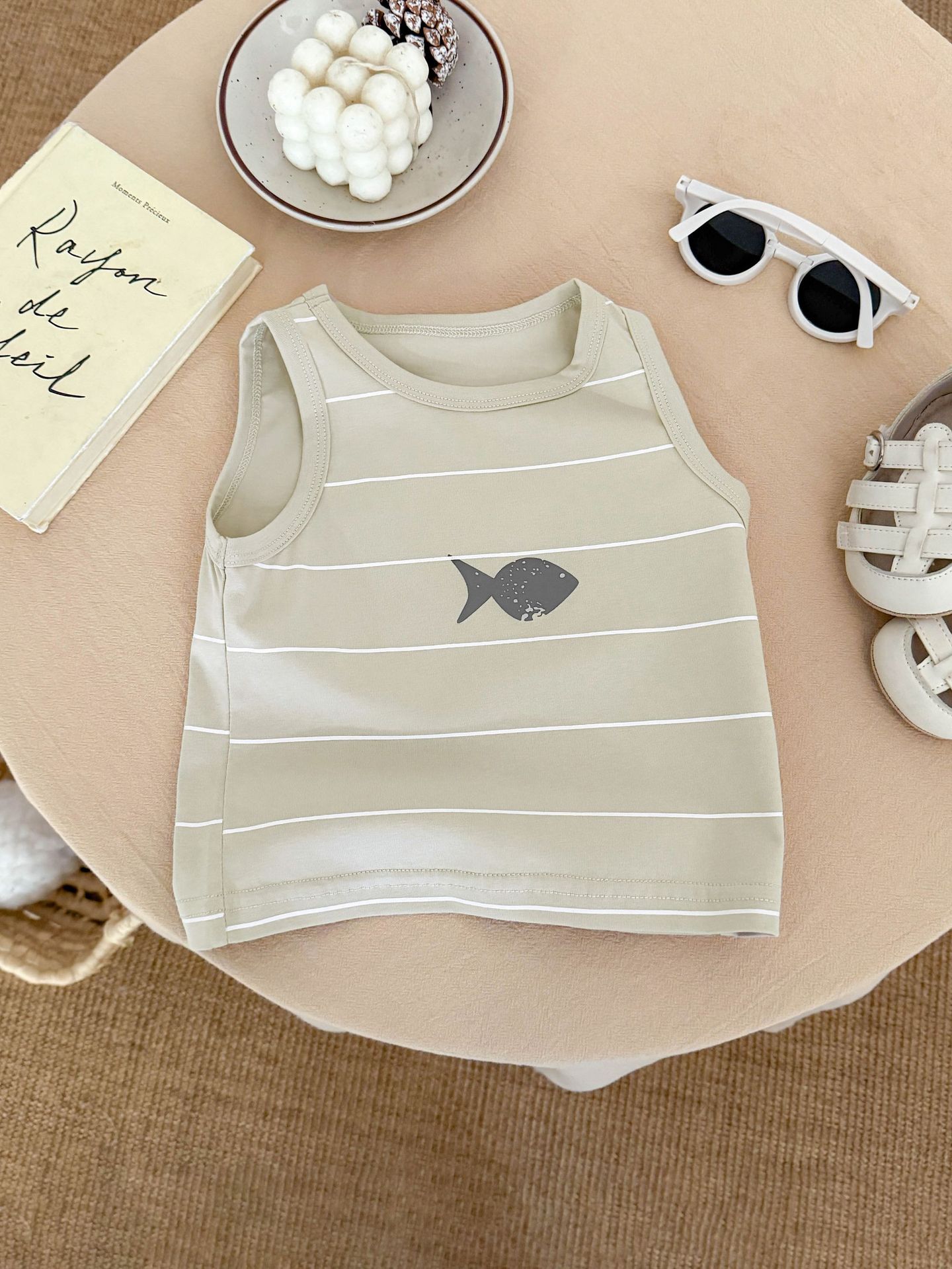 Chaleco a rayas para niños 2025 verano nueva ropa de bebé chaqueta delgada sin mangas casual para bebés camiseta fresca