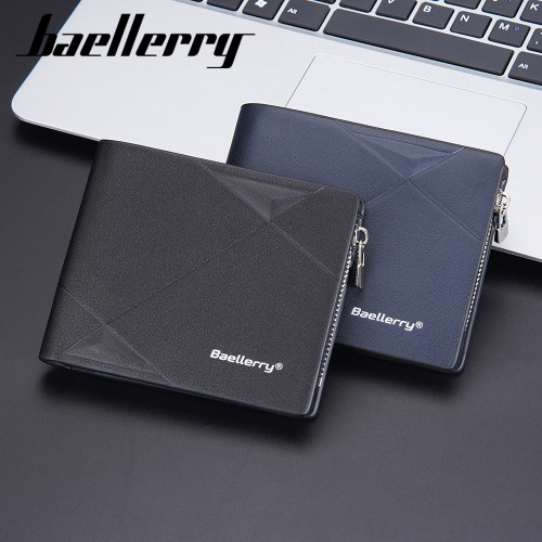 Baellerry new men's short wallet horizontal business multi-card zipper coin purse men's wholesale
