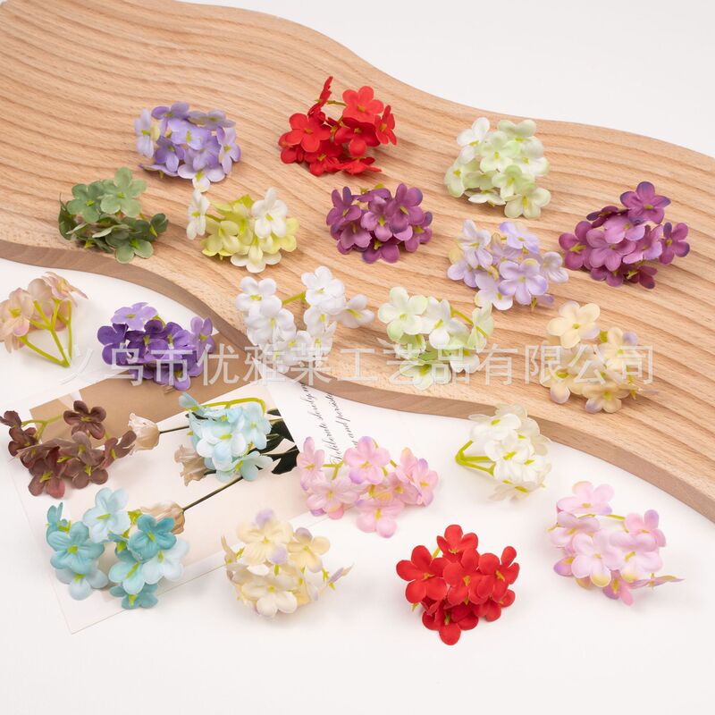 Imitation flower fashion spring mini hydrangea DIY handmade head flower wrist flower hairpin decorative accessories wholesale Imitation flower fashion spring mini hydrangea DIY handmade head flower wrist flower hairpin decorative accessories wholesale