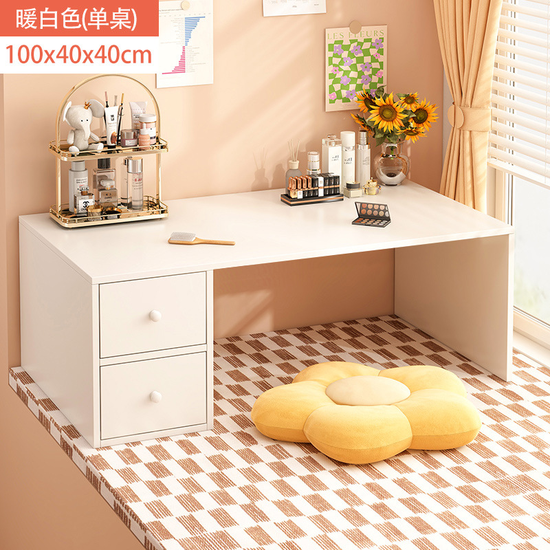 [싱글 테이블-더블 드로우] 따뜻한 흰색 100x40x40cm