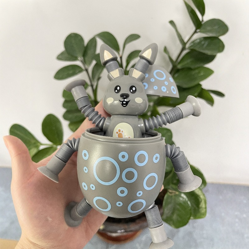 Transfronterizo robot flexible tubo telescópico niño puzzle dibujos animados estirados ventosa interacción padre-hijo creativo juguete descompresión
