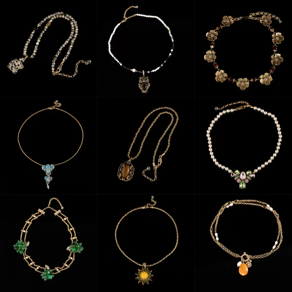 中古跨境直播高级感时尚个性气质大气复古金通勤女款百搭项链套装