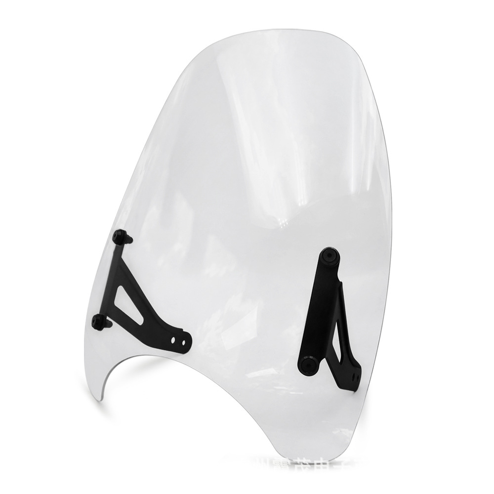 Suitable for Kawasaki W230/MEGRO S1, this is a retro-style, height-increasing front windshield cover, a transparent accessory for motorcycle modification