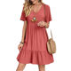 2025 Summer Cross-border Trade European and American Women's Clothing Amazon Skirt Loose Casual Short-sleeved Waist Elegant dress