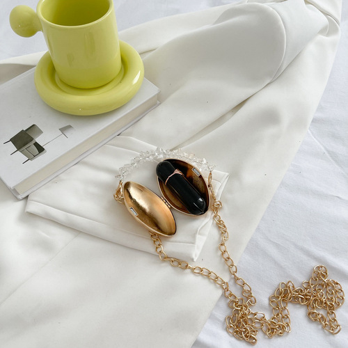 Mini  Summer New Arrival Metal Eggshell Bag – Chic European & American Style Evening Clutch with Shoulder/Crossbody Chain, Perfect for Women