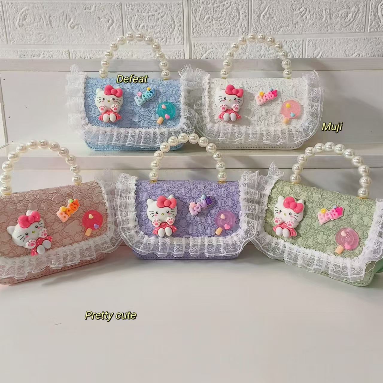 Bolso de perla bolso de hombro bolso de cambio bolso de princesa bolso de caricatura gato KT bolso de niños bolso de cadena bolso pequeño