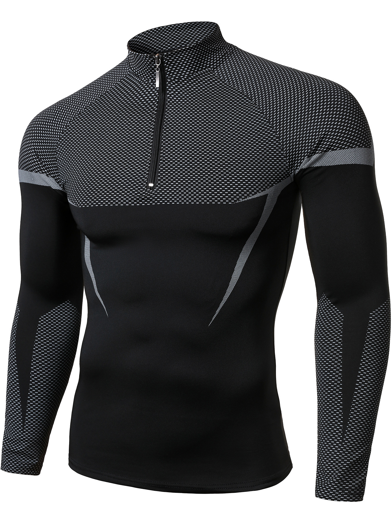 Men's Athletic Shirt Long Sleeve Quick Dry Workout Top For Gym_voghion.com