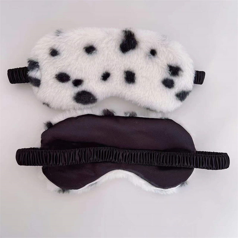 Piel de conejo estampado de leopardo máscara de ojo de seda artificial casa sombreado sueño lindo dibujos animados felpa máscara de ojo fabricante en stock