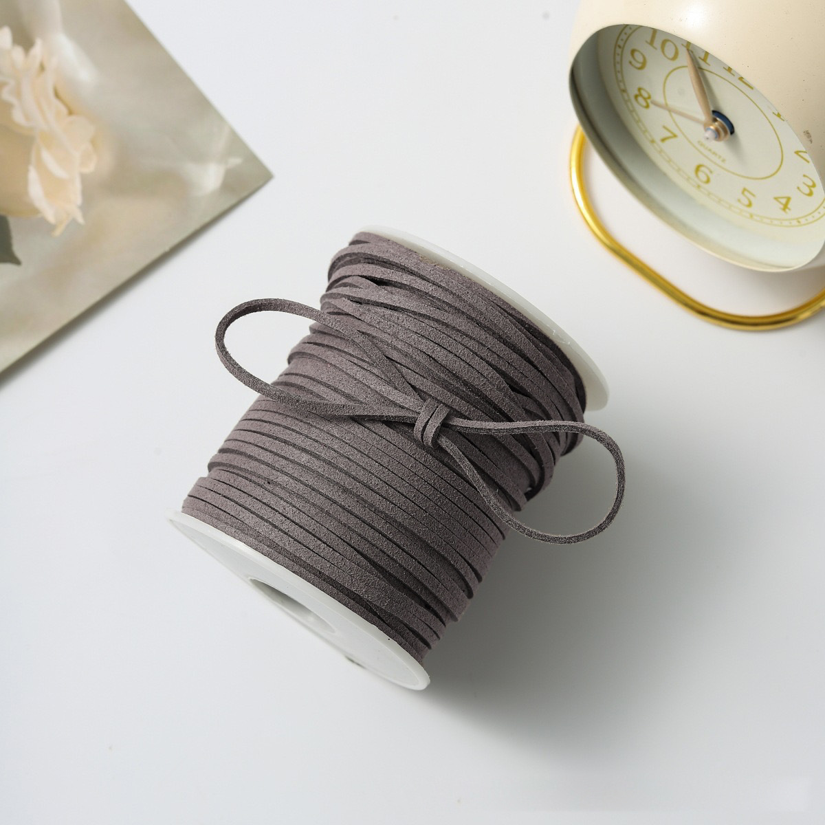 Flower Shadow lana de estilo coreano con cuerda de cuero cuerda de terciopelo de doble cara con cuerda de piel de deerskin DIY material de embalaje de flores tejidas a mano