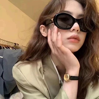 新款爆款凯旋门墨镜女款欧美复古猫眼椭圆框黑色太阳镜跨境批发