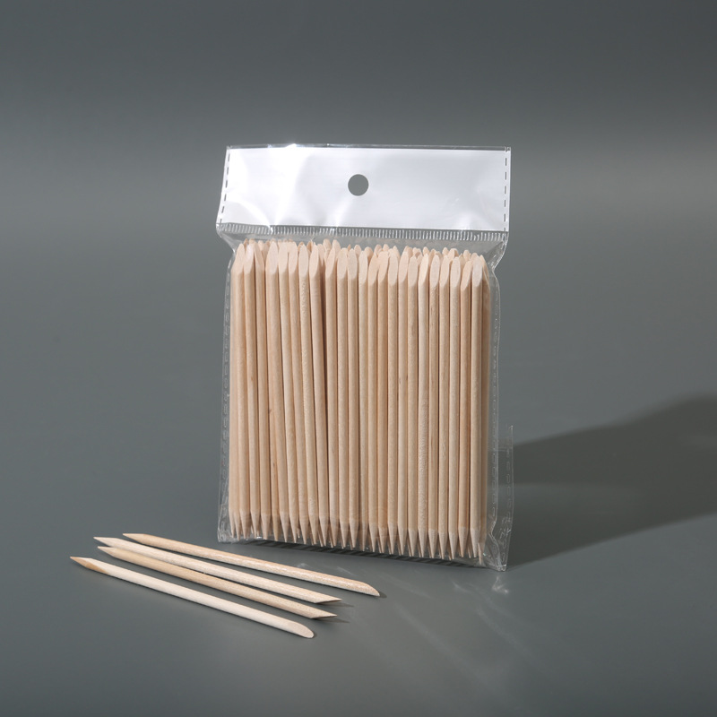 Manicura palo de madera de naranja 11,4 cm palo de madera de naranja de doble cabeza palo de taladro de puntos herramientas especiales para uñas Bolsas de bolígrafos de puntos para uñas