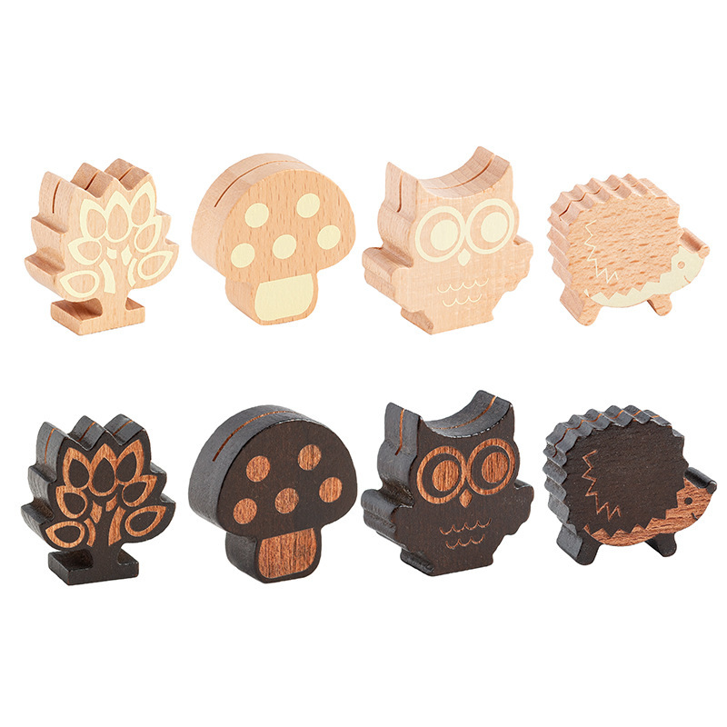 Carpeta de tarjetas de madera adorable animal carpeta de tarjetas de visita carpeta de tarjetas de fotos carpeta de serie de árboles hongos bosques