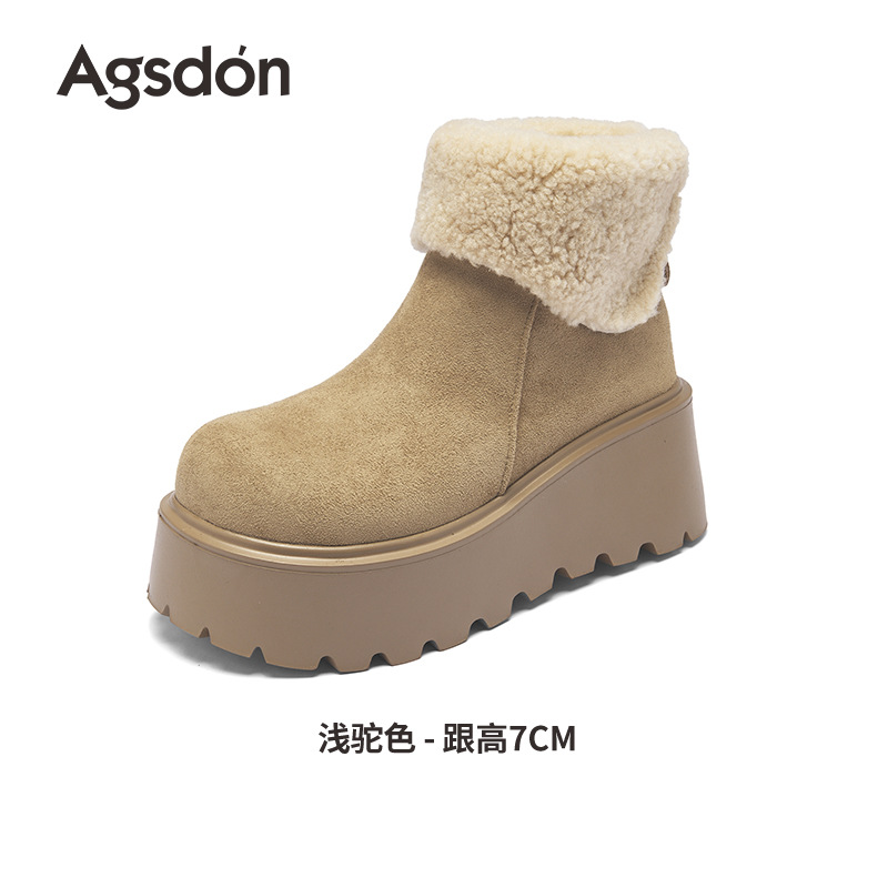 Botas de nieve de fondo grueso para mujeres 2025 nuevas botas de invierno de lana Bocken, zapatos de algodón casuales de moda