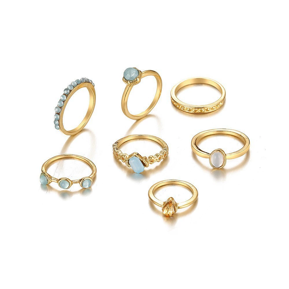 Ring multi-joint set, European style, metal adjustable stackable rings, assorted designs