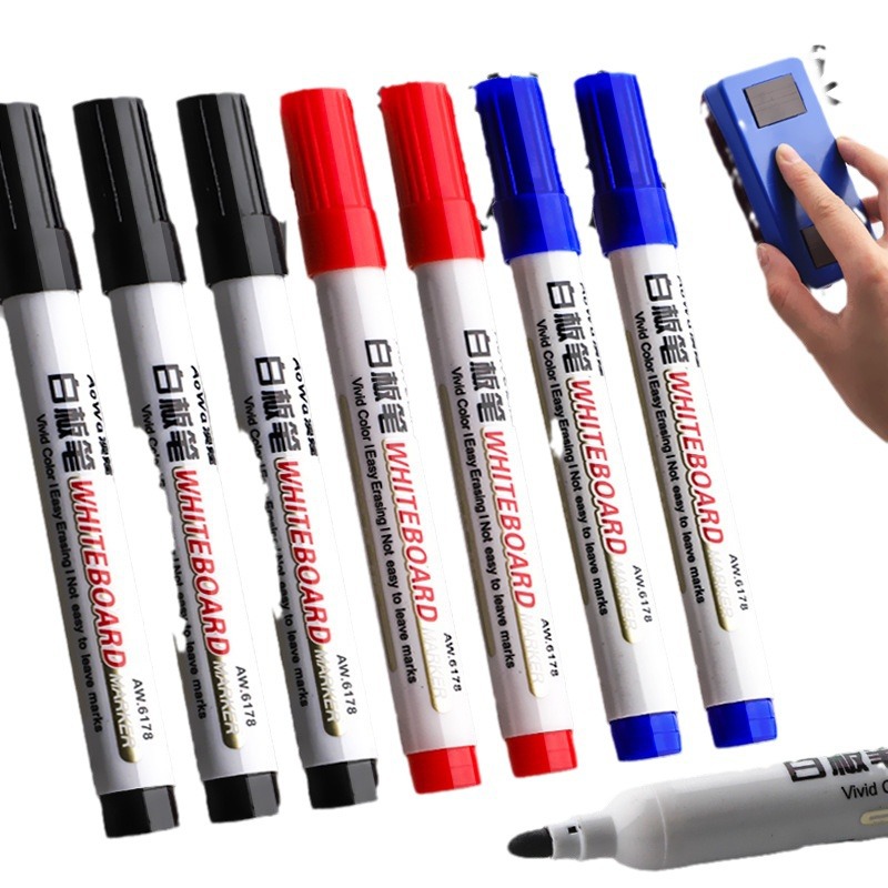 Los maestros de la pluma de la pizarra borrable utilizan el color no tóxico de los niños negros a base de agua rojo azul pluma de la pizarra que dibuja la escritura de la pluma