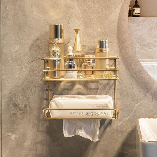 Face Towel Shelf Pull Out Wall Mounted No Hole Bathroom Placement Shelf Bathroom Sink Cosmetics Storage Box 