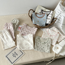 儿童春秋莱卡无骨纯棉内衣套装男女童保暖秋衣秋裤宝宝睡衣家居服