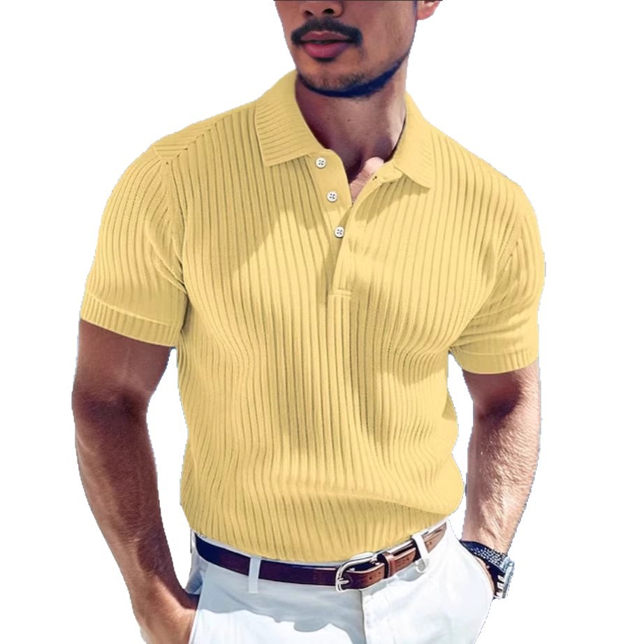 Polo de alto rendimiento para hombre – Tejido de punto transpirable con cuello en V y tapeta de botones (Corte ajustado, 7 colores)_voghion.com