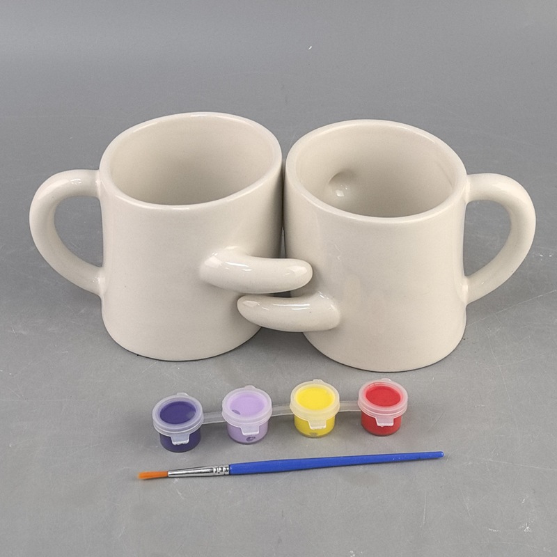 Taza de pintura de bricolaje de embrión liso, cerámica de pintura, cerámica de alta temperatura, barra de cerámica, pintura para niños, arcilla blanca alta