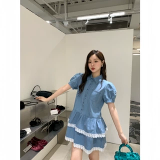 诠释美 NEWOPEN 2025夏季甜美牛仔裙软妹少女短袖蛋糕连衣裙S5051
