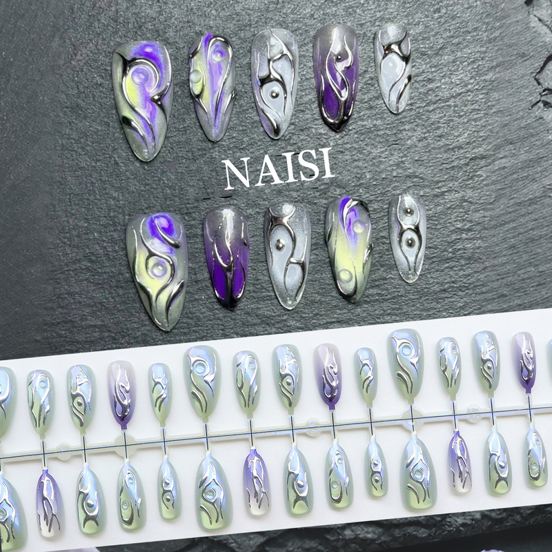 High-end cross-border best-selling almond-shaped press-on nails, European and American 3D sexy style pure desire nail patches wholesale High-end cross-border best-selling almond-shaped press-on nails, European and American 3D sexy style pure desire nail patches wholesale