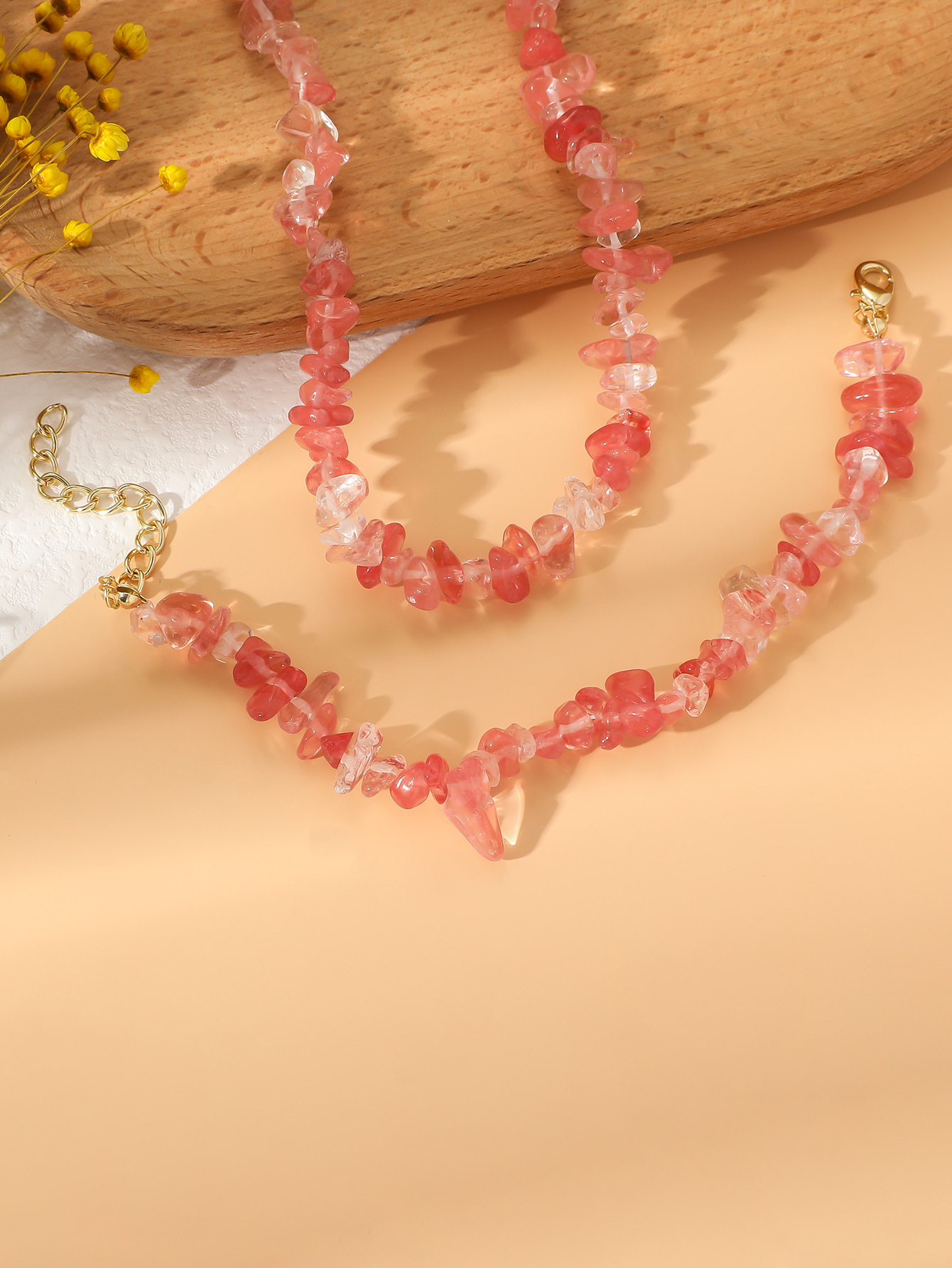 Amazon Hot European And American Jewelry Crystal Stone Beaded Natural Stone Necklace Handmade Color 