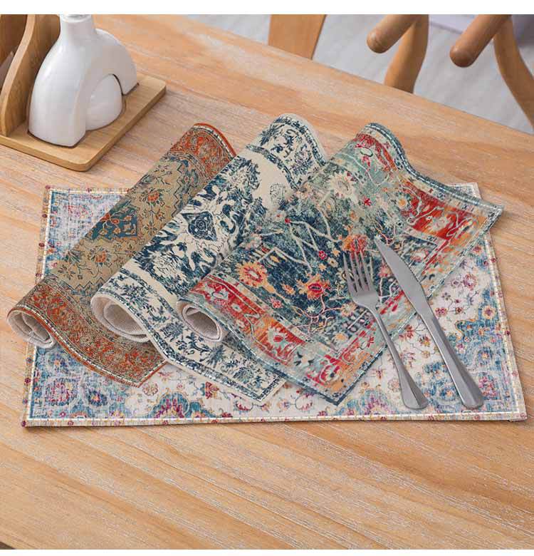 29g Weight Placemat Kitchen and drinking utensils 1 Piece Quantity Vintage Style Bohemian Style Argyle Linen Placemat 1 Piece