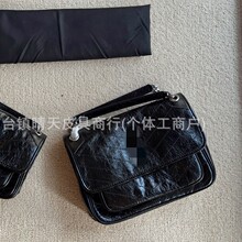Y家杨树林高版本niki真皮单肩包腋下包链条邮差包斜挎包时尚百搭