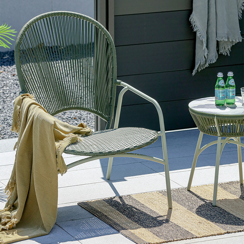 Nordic rattan chair outdoor courtyard garden balcony leisure chair villa outdoor woven table and chair set of three