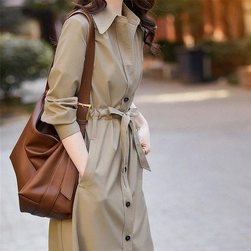 Trench leggero da donna, primavera 2025, nuovo stile coreano, elegante, trendy, cappotto petite, giacca-camicia di media lunghezza_voghion.com