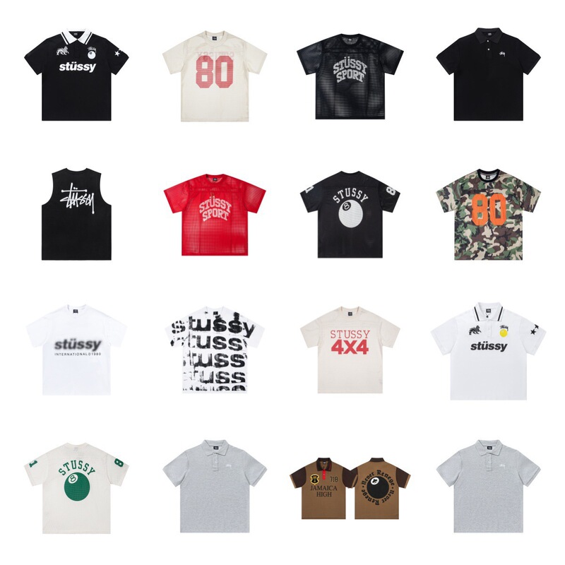 Printed Lettering Loose-Fitting Short-Sleeved T-Shirt Trendy Brand American Series Jersey Style Stu Sports Casual Round Neck Mlb