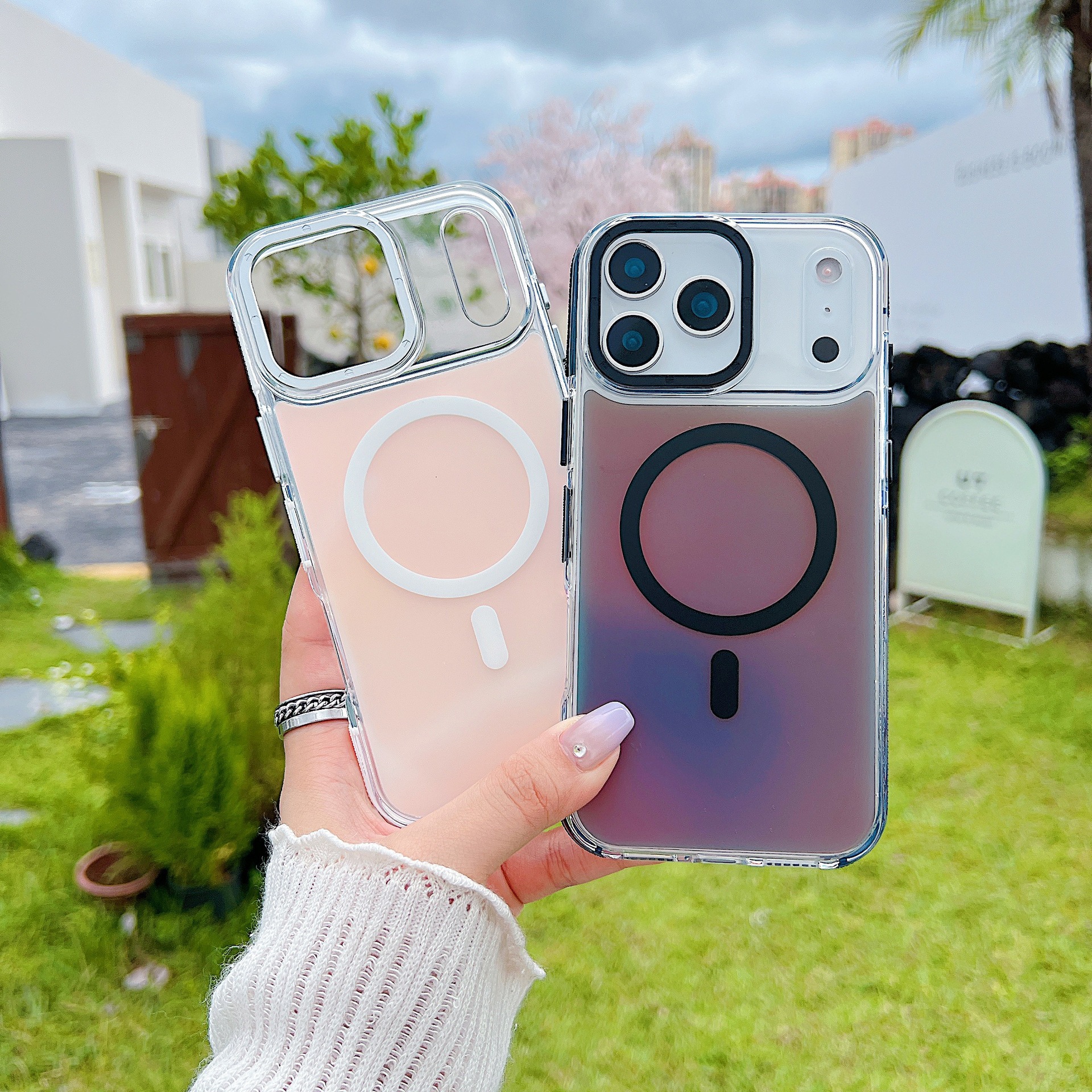 适用iPhone17promax迅彩渐变磁吸手机壳苹果16防滑边框15全包护套