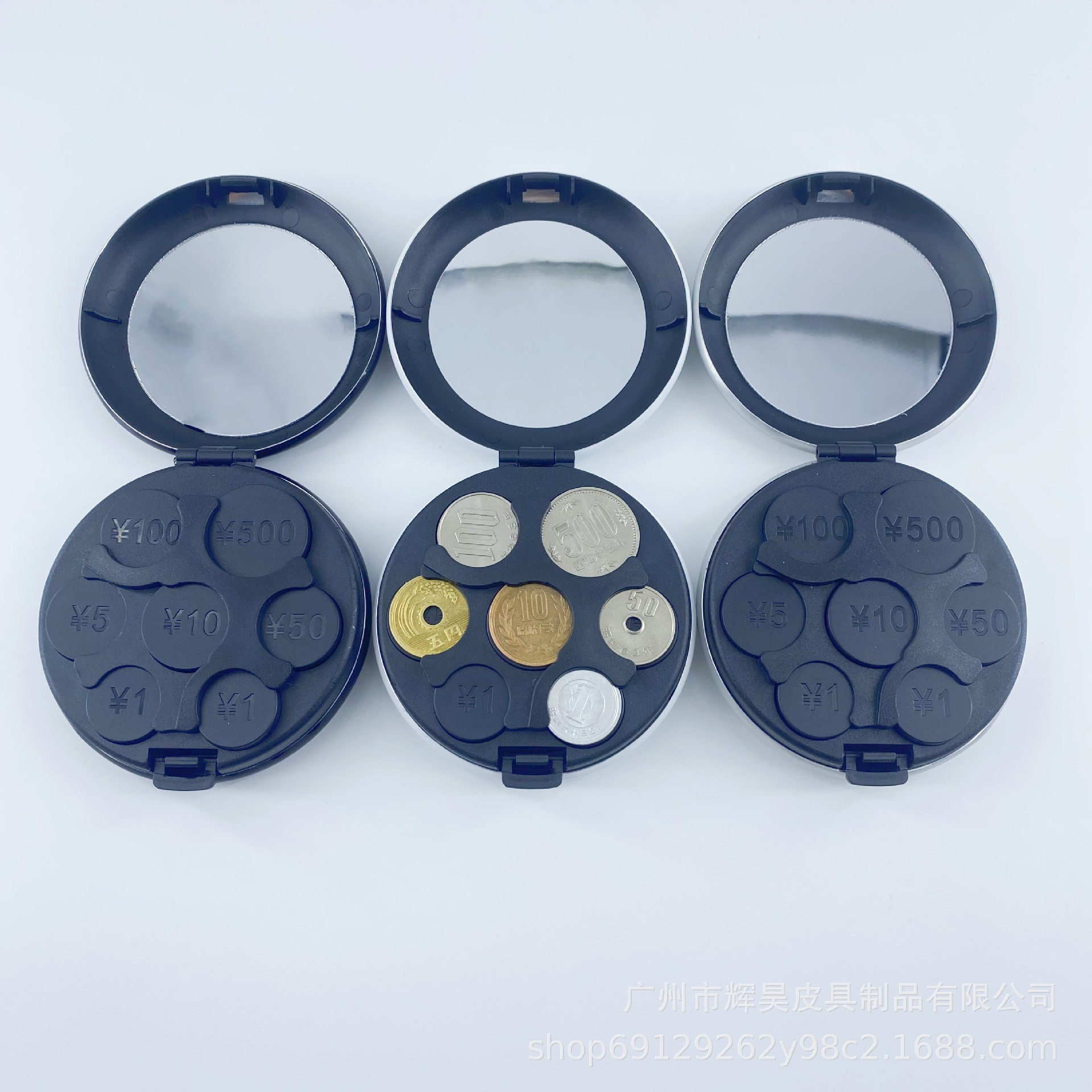Viajes transfronterizos Japón y Corea del Sur billetera de plástico redonda creativa caja de monedas para hombre monedero para coche bolso de espejo de maquillaje para mujer image 3