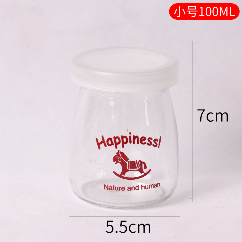 Vaso para pudín con tapa, botella de vidrio para pudín, tarro de miel, gelatina, vaso para mousse de leche de doble capa, vaso para yogur, patrones creativos al por mayor