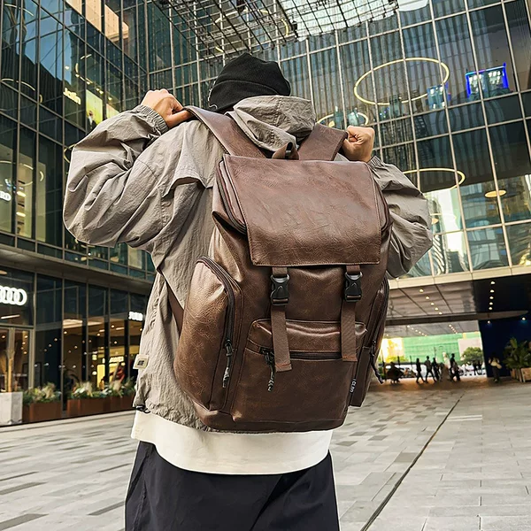 Cross-Border Business Computer Handbags for Men and Women, New Soft Leather Backpacks, Fashionable Commuting Large-Capacity Travel Backpacks