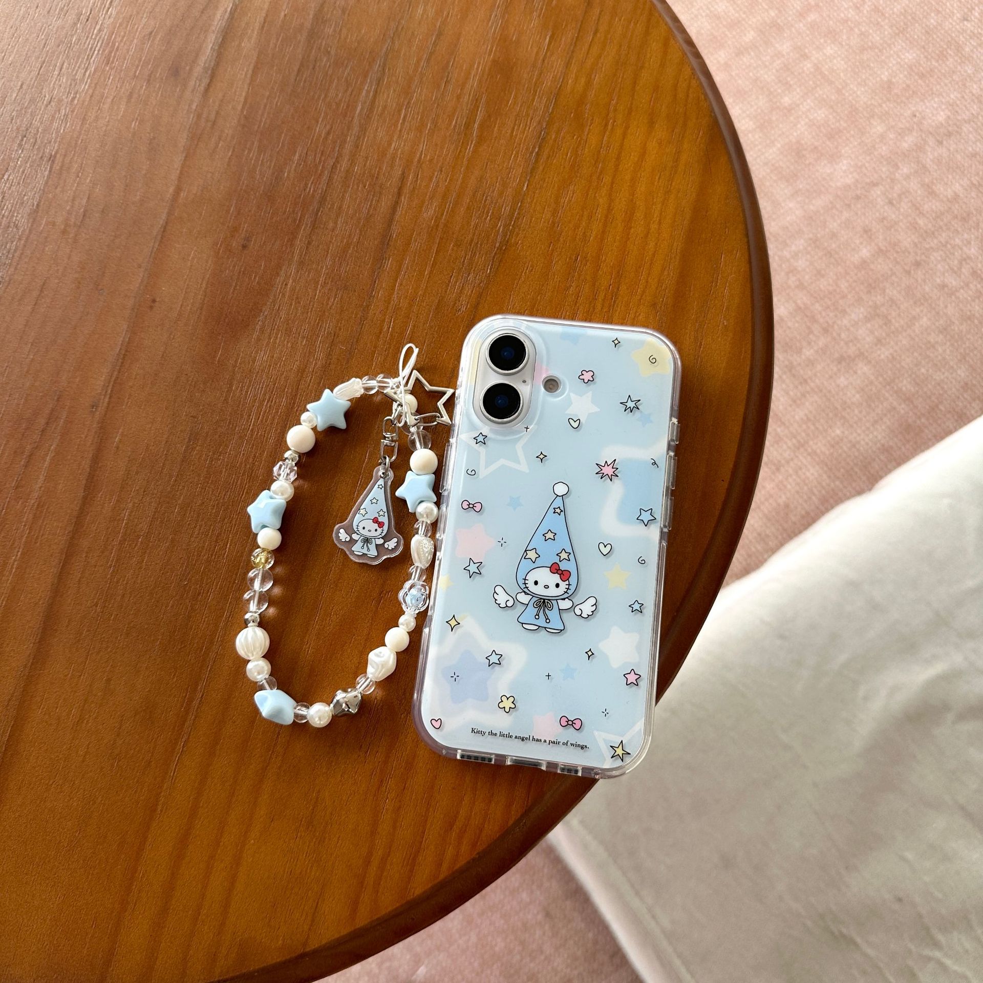 Sombrero largo estrella azul coreano KT para iPhone15/16 funda para teléfono móvil 14Pro femenino 16ProMax nuevo 13