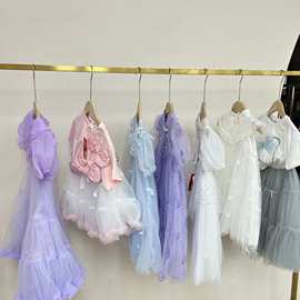 女童连衣裙波姆熊小左小右22夏季网红品牌童装厂家货源批发裙摆