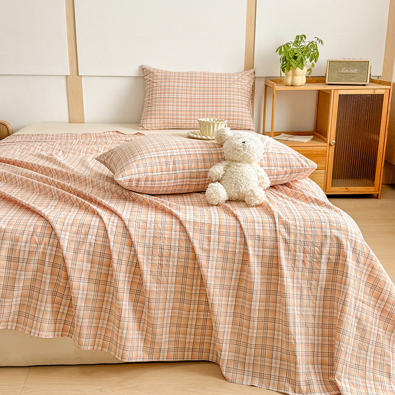 Una clase de sábanas de algodón lavado de algodón de una sola pieza de algodón 100 dormitorio individual doble edredón individual funda de almohada de tres piezas 2025 nuevo estilo