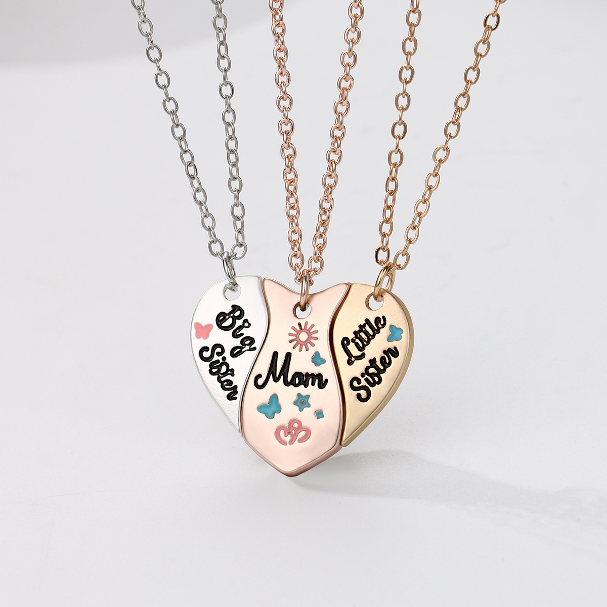 Simple Style Heart Shape Alloy Enamel Plating Mother's Day Mother&daughter Pendant Necklace display picture 10