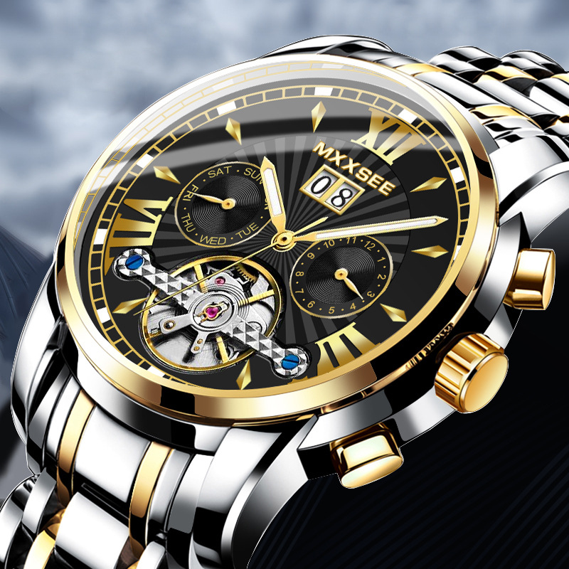 Watch Men's Mechanical Watch Automatic Hollow Waterproof Luminous Business Fashion All-match Tide Watch