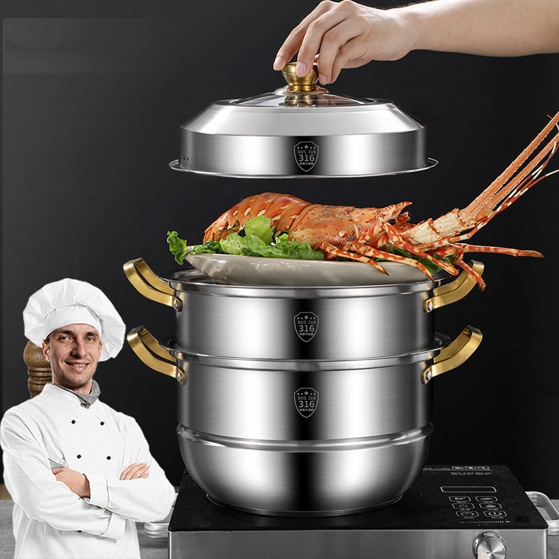 316 stainless steel steamer household food grade thickened soup…