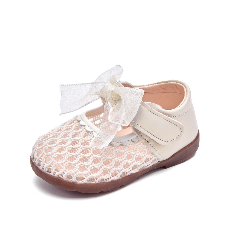 Primavera y verano bebés lindos zapatos de princesa pequeña suela suave zapatos para bebés coreanos arco zapatos de niñas malla transpirable
