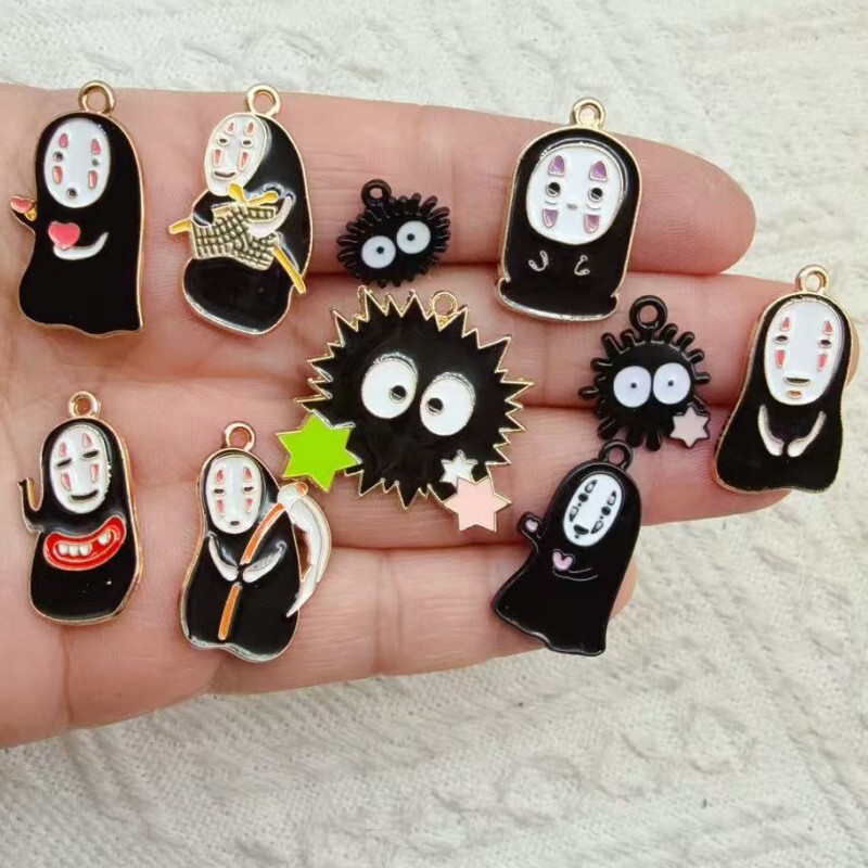 Cartoon Anime Spirited Away Coal Ball DIY Jewelry Accessories Alloy Oil Drop Pendant Keychain Earrings Pendant