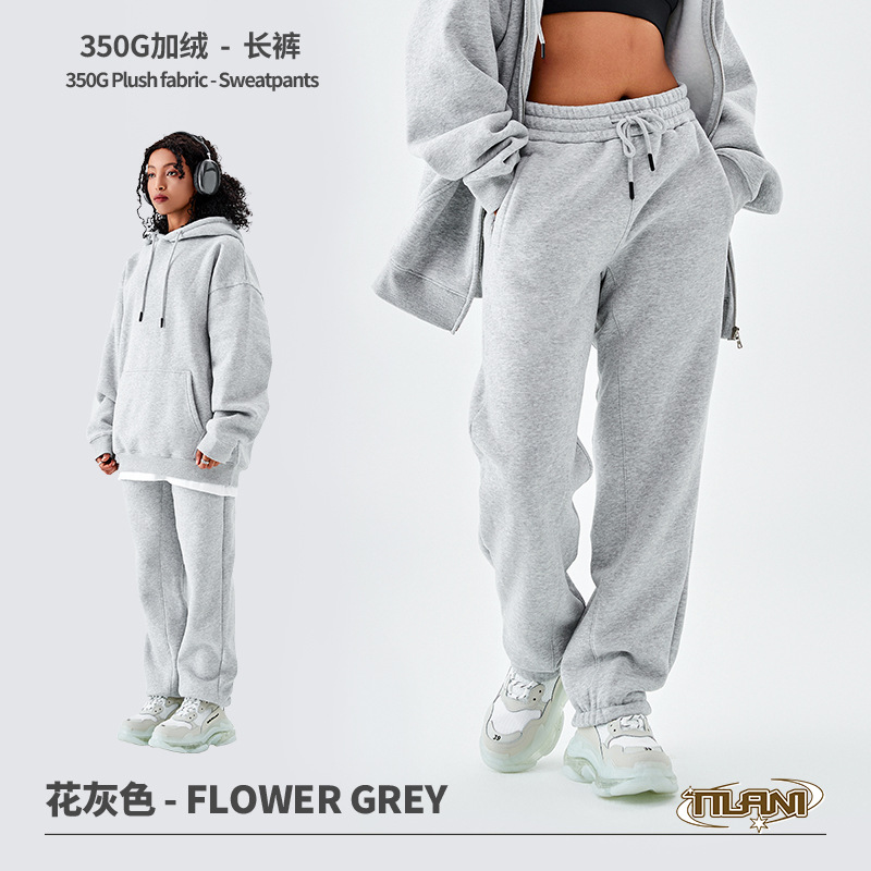 Pantalones Deportivos TILANI para Hombre, Colección Otoño-Invierno 25, Modelo Dopamine 350G, Forrados de Felpa, Gruesos, Holgados, Unisex, Color Sólido, Ropa Transfronteriza al por Mayor